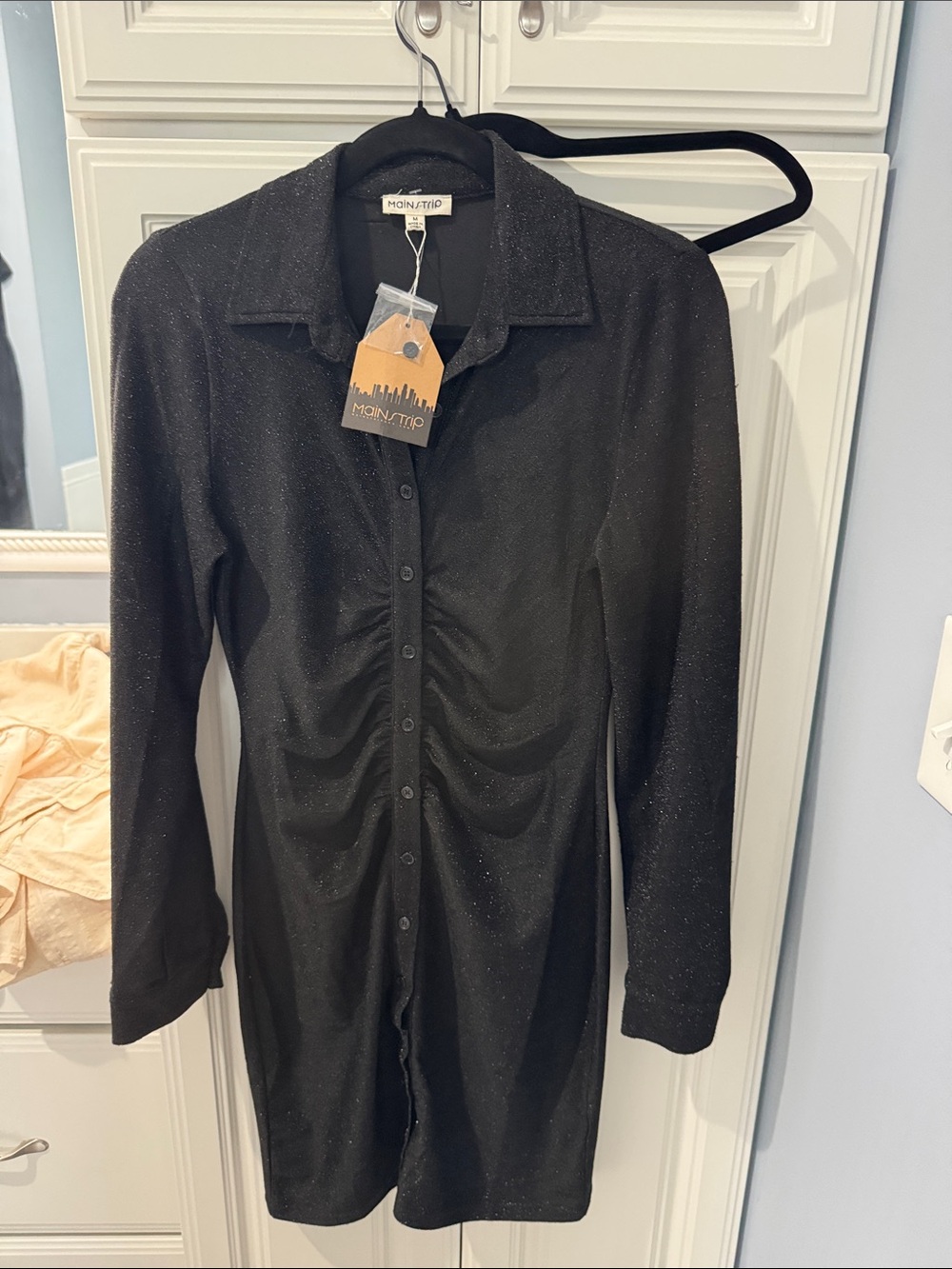 Knit Shirt Dress - Mainstrip Black and silver sparkle dress sz M NWT